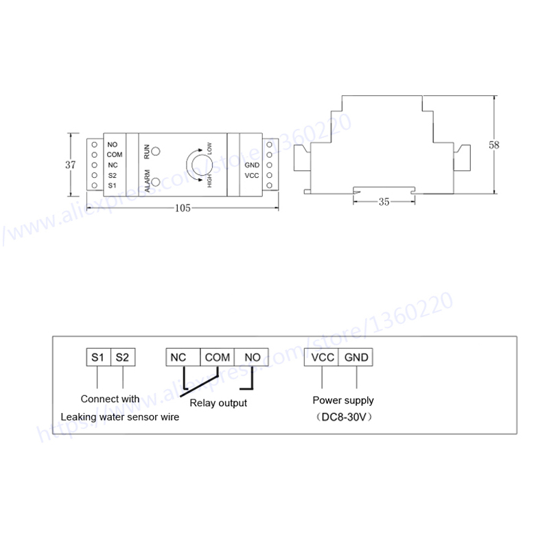 with 2m sensor wire 35mm Din l – Water Leak Detector Wired Bewertung und Preis