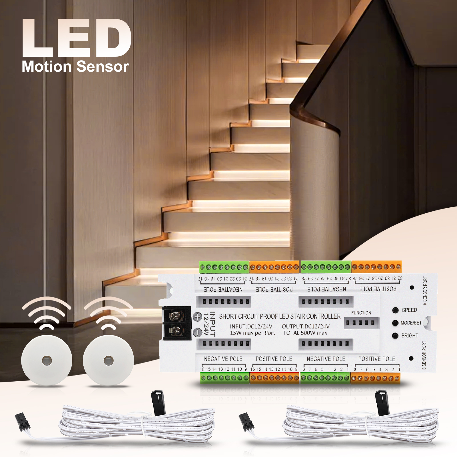 1-32 Steps Indoor Stair Light  – Motion Sensor Pir Wired Bewertung und Preis